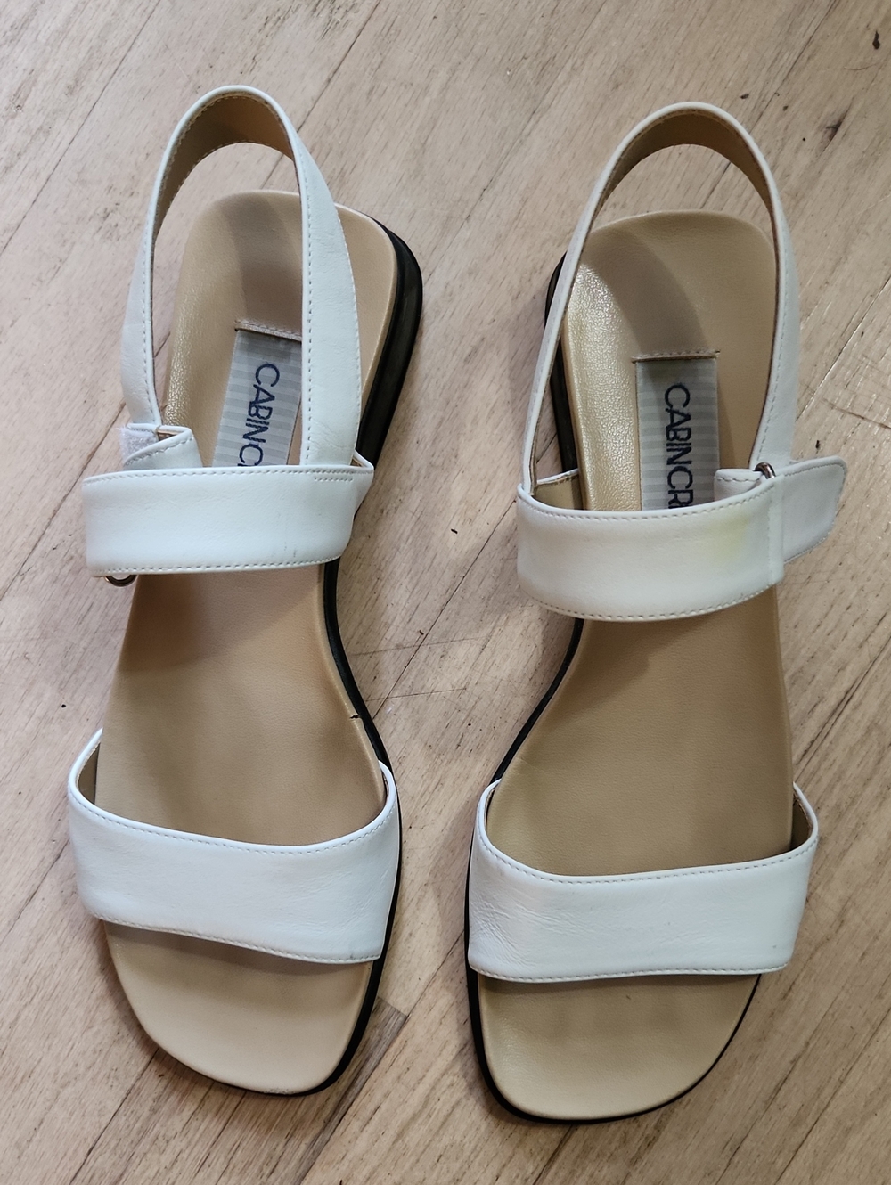 White Leather Slingback Sandals